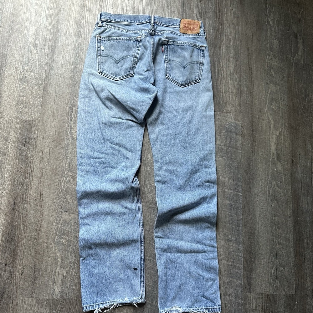 Levi's 505 Jeans Men's Fits 33x30 Light Wash Straight Distressed Faded Denim Y2K